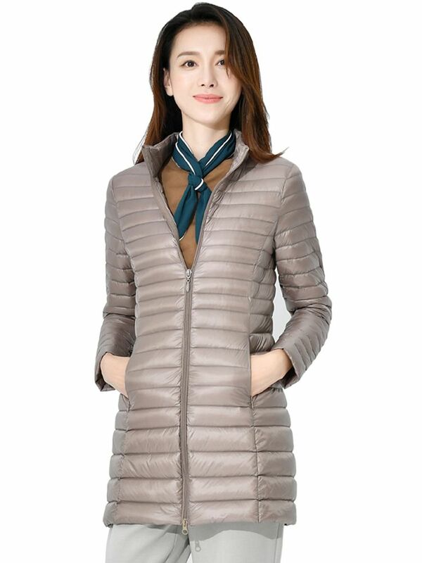 Новинка 2023, женские осенние длинные пуховики, пальто с ультратонким утиным пухом, Женское зимнее пальто, теплое пуховое пальто для женщин