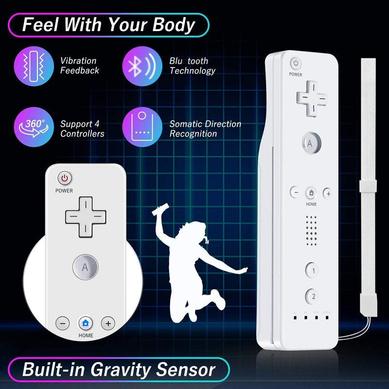 DATA FROG-Ensemble de manettes de jeu à distance sans fil pour Nintendo Wii U, Motion Plus avec étui en silicone, manette vidéo, manette 2 en 1