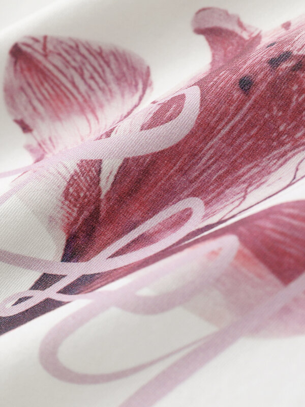 Traje de media falda para mujer, Camiseta con estampado Floral, cintura elástica, textura de lino, paraguas, verano, 2024