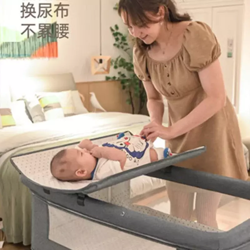 Stitching Crib Newborn Toddler Bed Baby Shaker Bb Children's Bed Cradle Bed Multifunctional Foldable