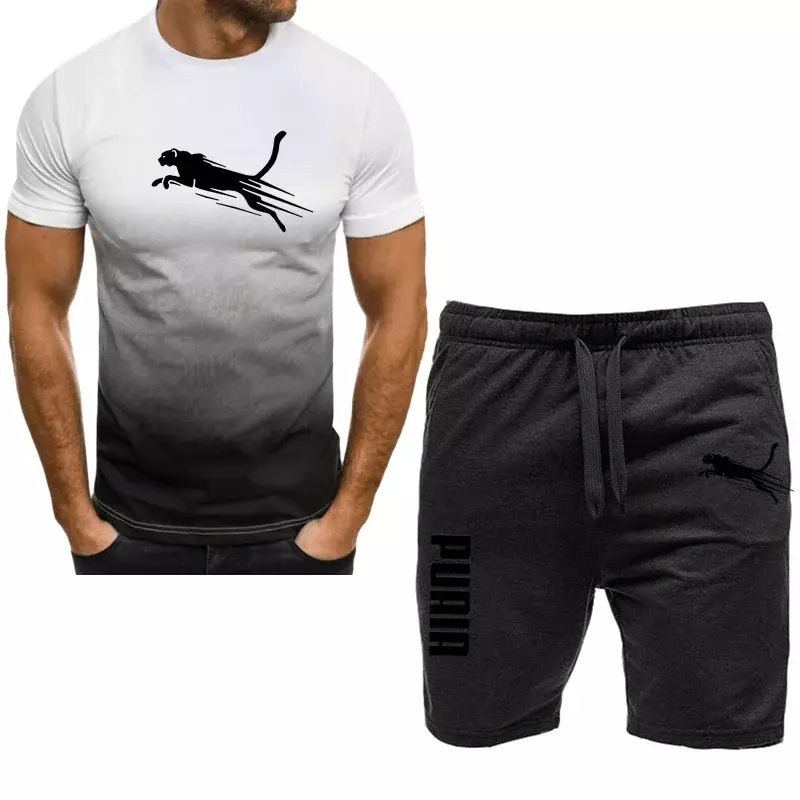 Мужской спортивный комплект, повседневный комплект футболки и шорты для бега, дышащий, 2 предмета, новинка 2024