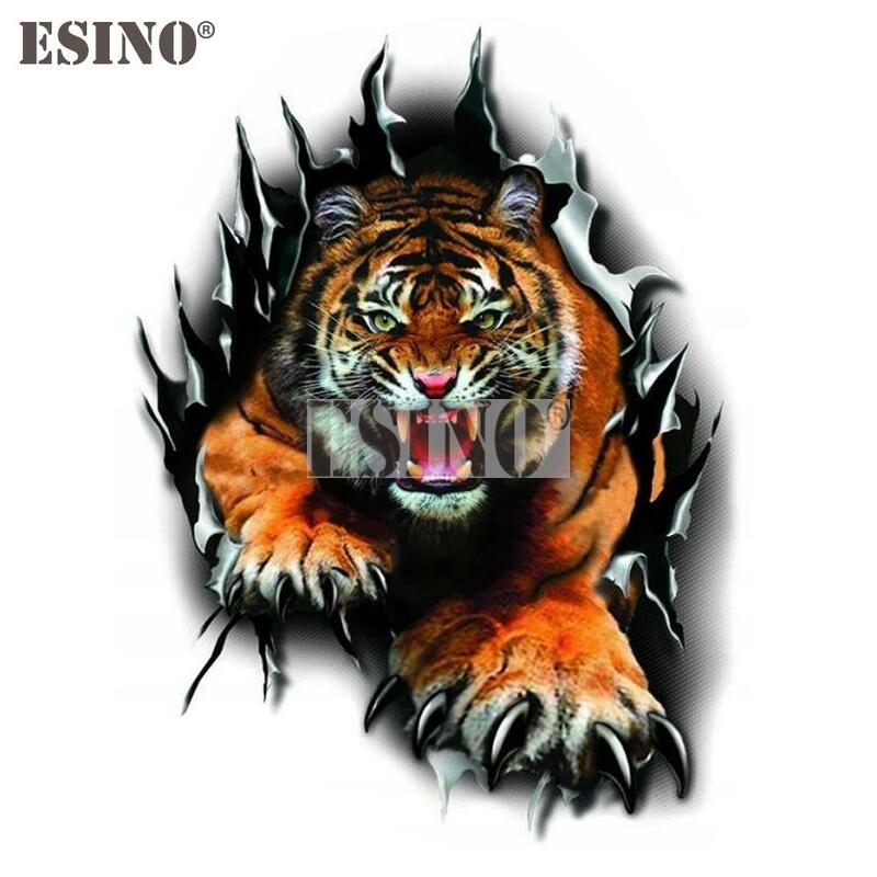 Car Styling Funny Warning Wild Nature Cruel Angry Tiger Adhesive PVC Decal Waterproof Car Body Glass Sticker Pattern Vinyl