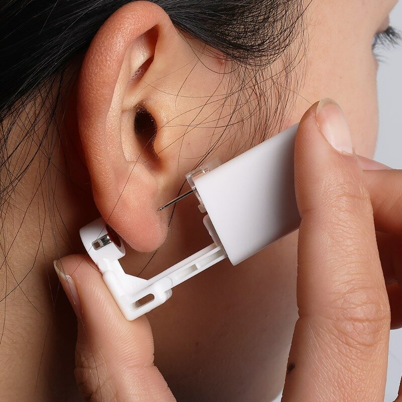 Alat tindik telinga, alat tindik steril sekali pakai generasi kedua Earlobes tindik telinga perangkat pembuat lubang Badan Perhiasan pukulan
