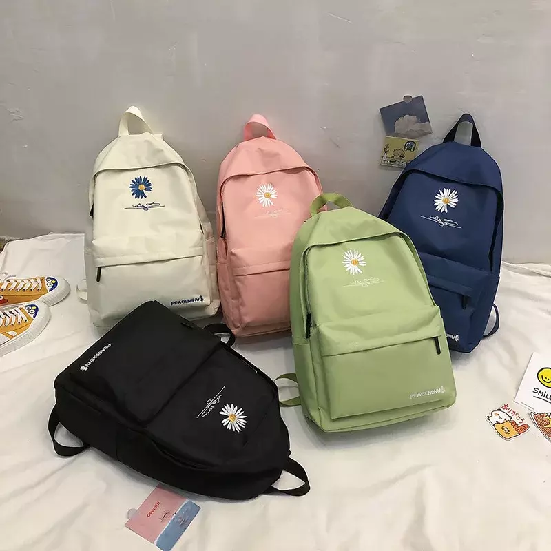 Школьный ранец для девочек-подростков, женский рюкзак с принтом для книг, школьный портфель для учеников средней школы, большой нейлоновый мешок с милыми цветами