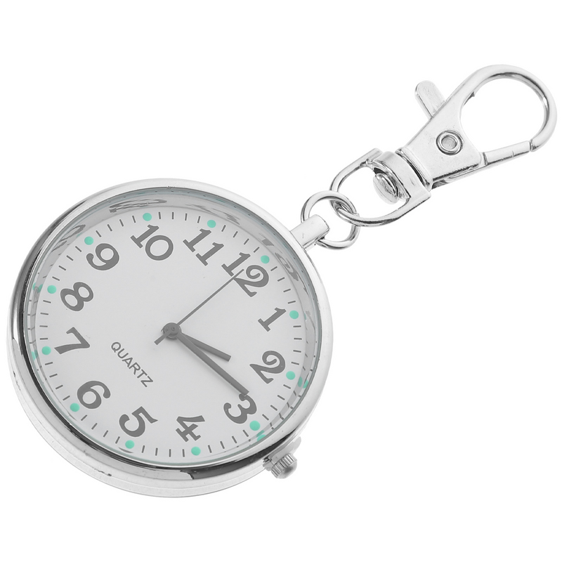 Nurse Table Watch Clip-on Round Watches Pocket Stainless Steel for Nurses Women Elder Hanging Pendant Key Fob