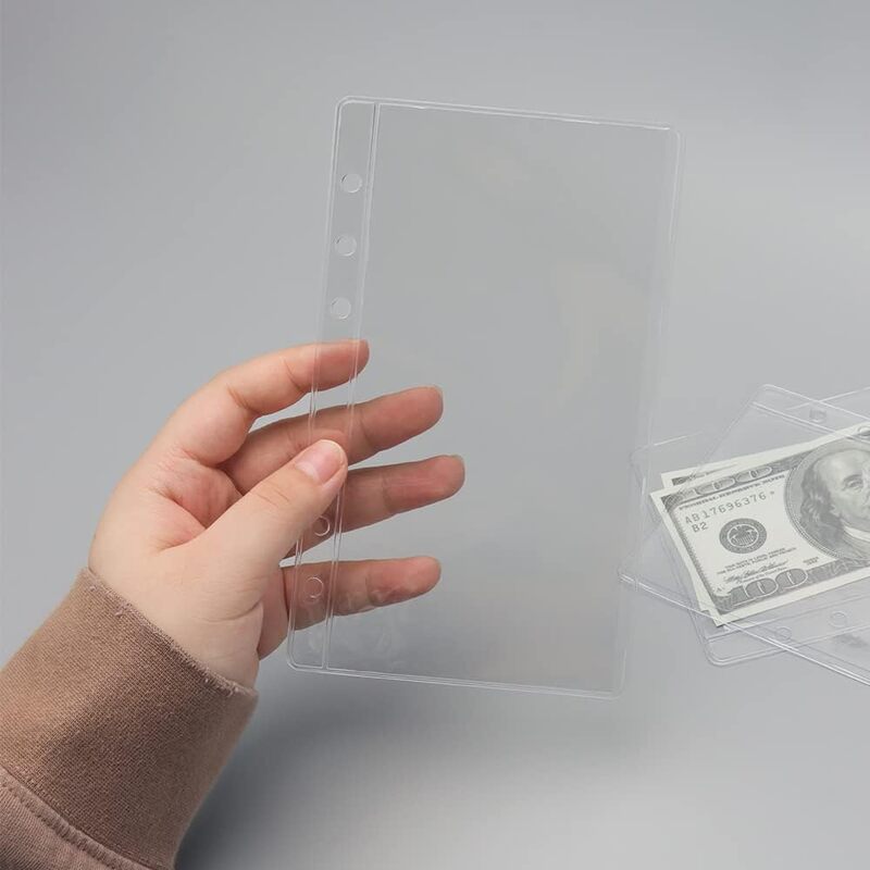 Bolsas transparentes de PVC para guardar dinero en efectivo, sobres protectores de hojas sueltas, 12 piezas, A5, A6, A7