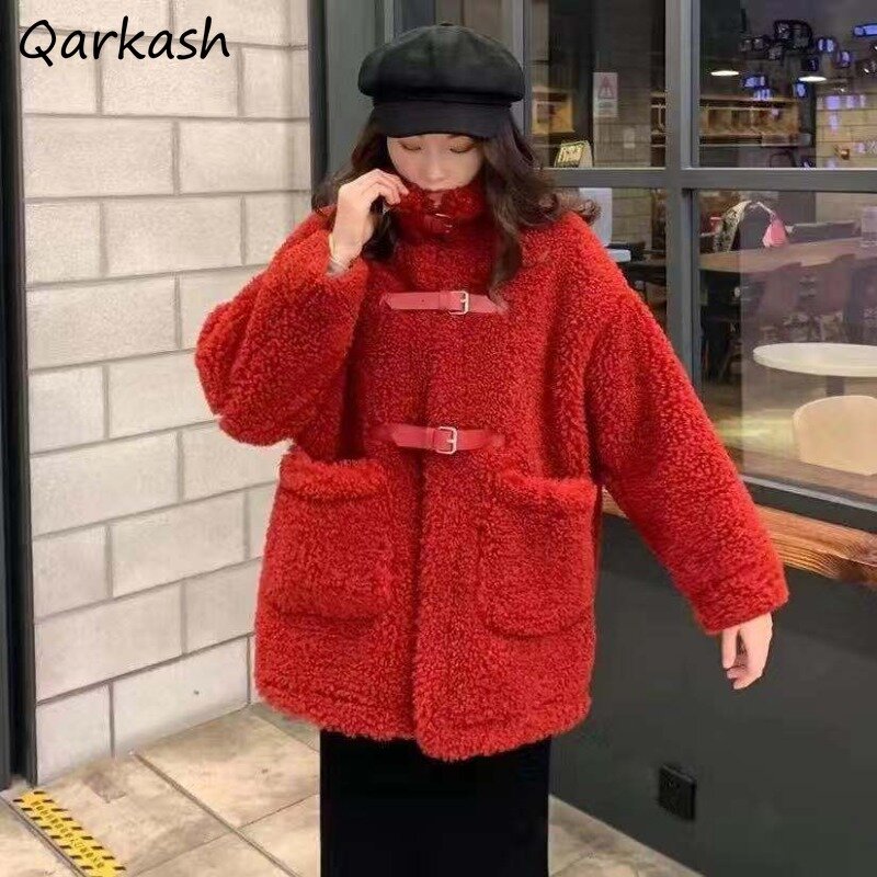 Parkas Women Plus Velvet Thicker Lambswool All-match Loose Students Outwear Thermal Lazy 2023 New Winter Fashion Warm Male Chic