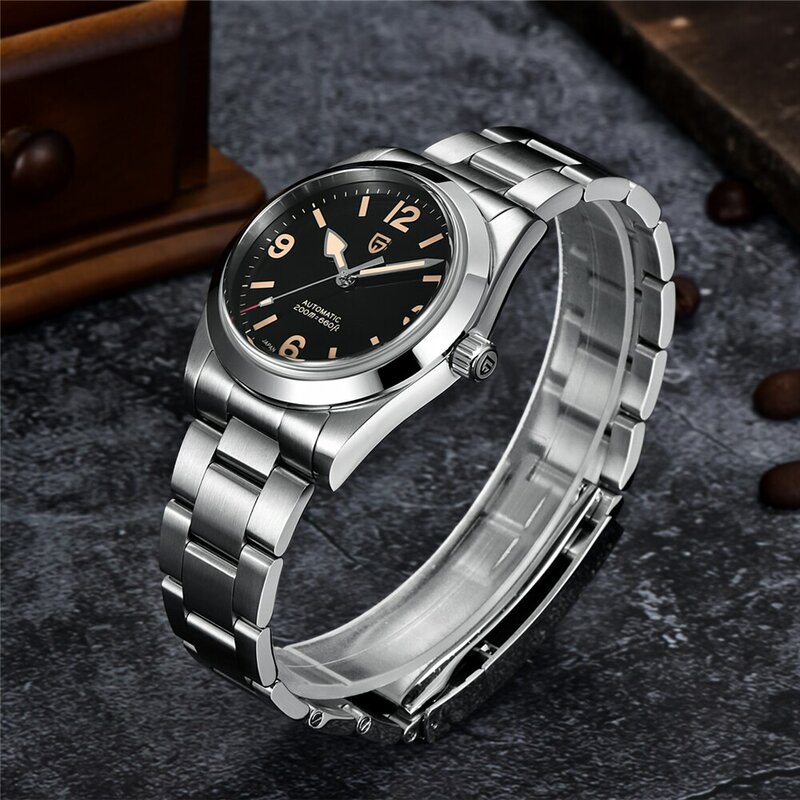 Pagani นาฬิกากลไกอัตโนมัติสำหรับผู้ชาย, ดีไซน์2024ใหม่36มม. NH35แซฟไฟร์สแตนเลสเคลือบ AR นาฬิกา20Bar สำหรับผู้ชาย