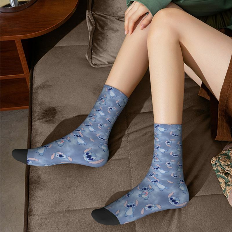 ถุงเท้าลายสติทช์ดิสนีย์สำหรับผู้ชายผู้หญิงถุงเท้าอนิเมะแปลกใหม่ให้ความอบอุ่น