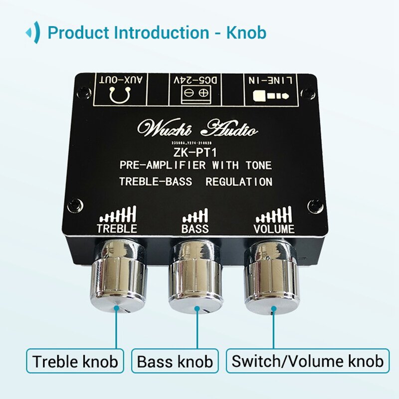 Papan Decoder Bluetooth 5.0 Stereo dua saluran, ZK-PT1 papan Amplifier pra-modul nada tinggi dan rendah