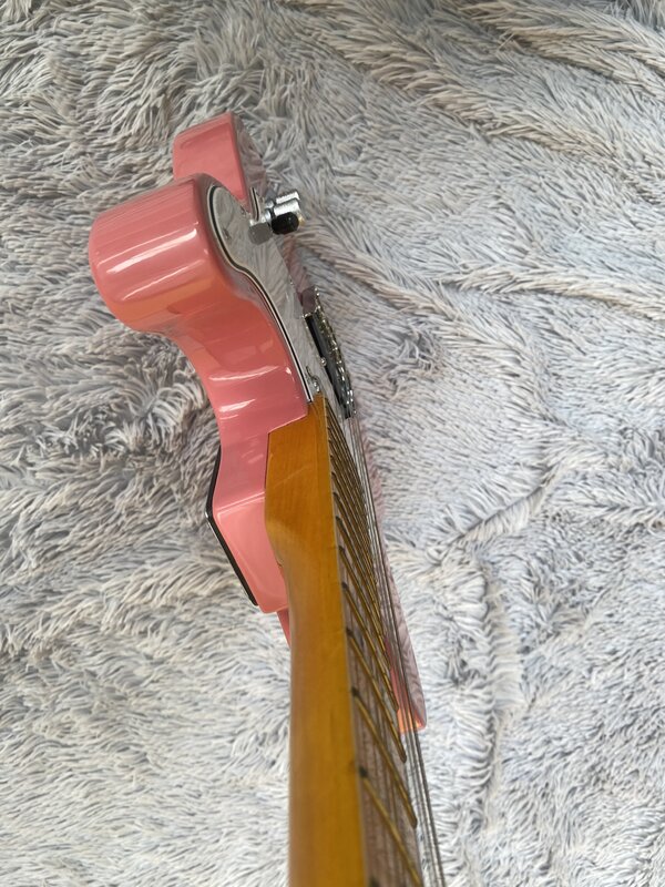 Guitarra elétrica com laca rosa, estilo clássico, alta qualidade, 6 cordas, frete grátis de estoque