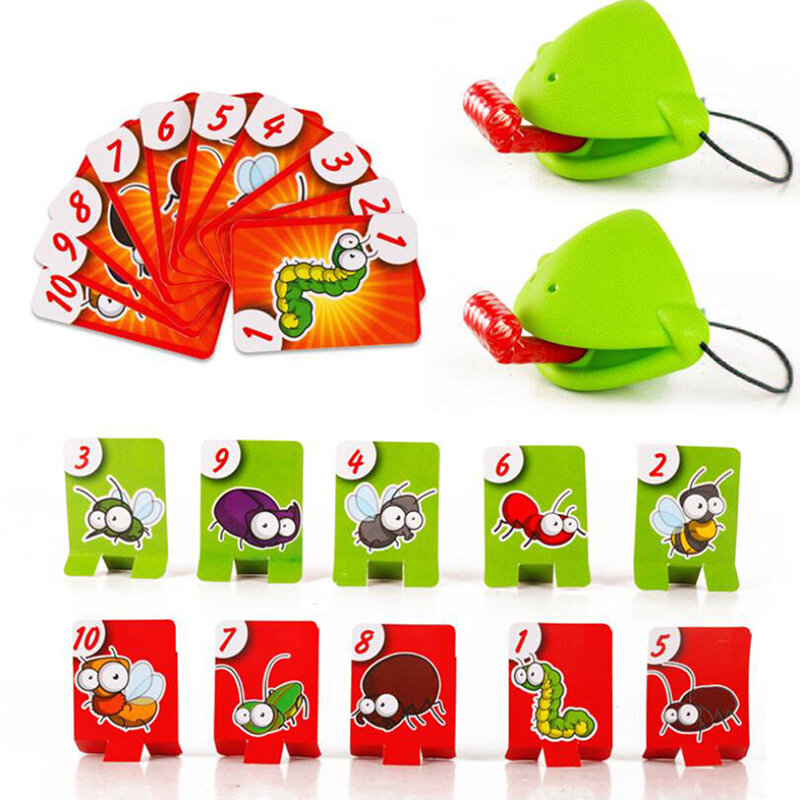 Chameleon Lizard Mask Kids Toys Wagging Tongue Frog Lick Cards Board Game Family Party Funny Novelty Toys Birthday Gift For Boys