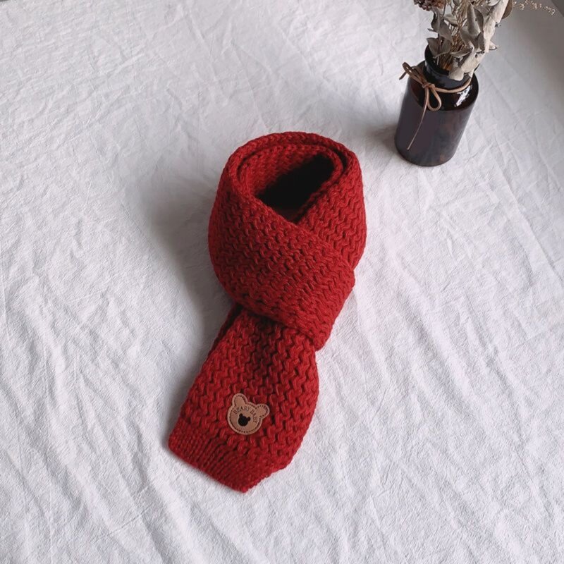 Fazzoletto da collo lavorato a maglia per bambini Sciarpa calda lavorata a maglia invernale Sciarpe calde spesse per bambini