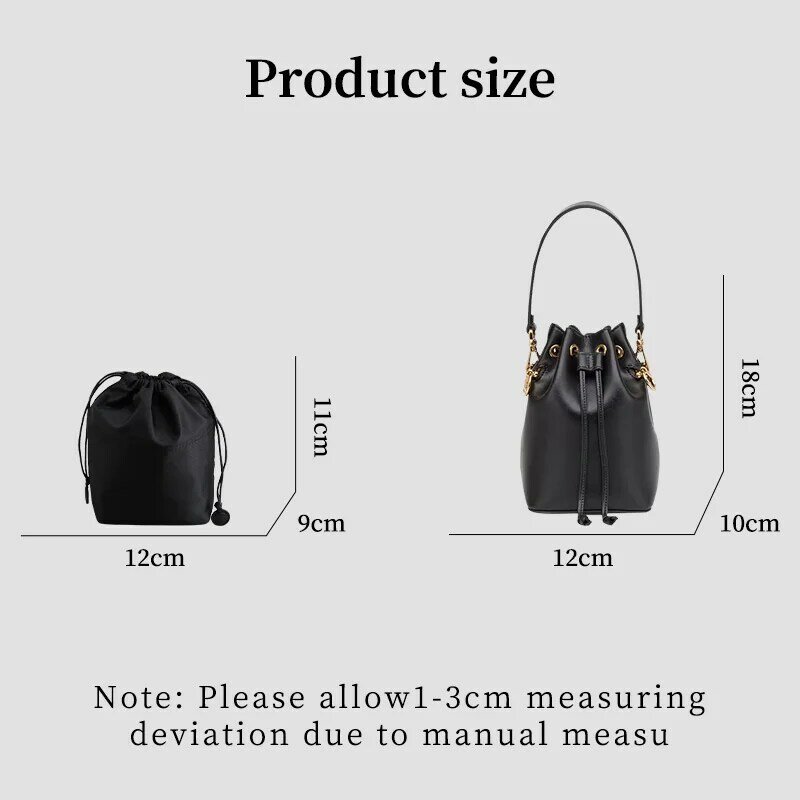 TINBERON 블랙 메이크업 가방 버킷 백 액세서리, 내부 안감 방수 나일론 가방, 삽입 정리함 라이너 화장품 보관 가방
