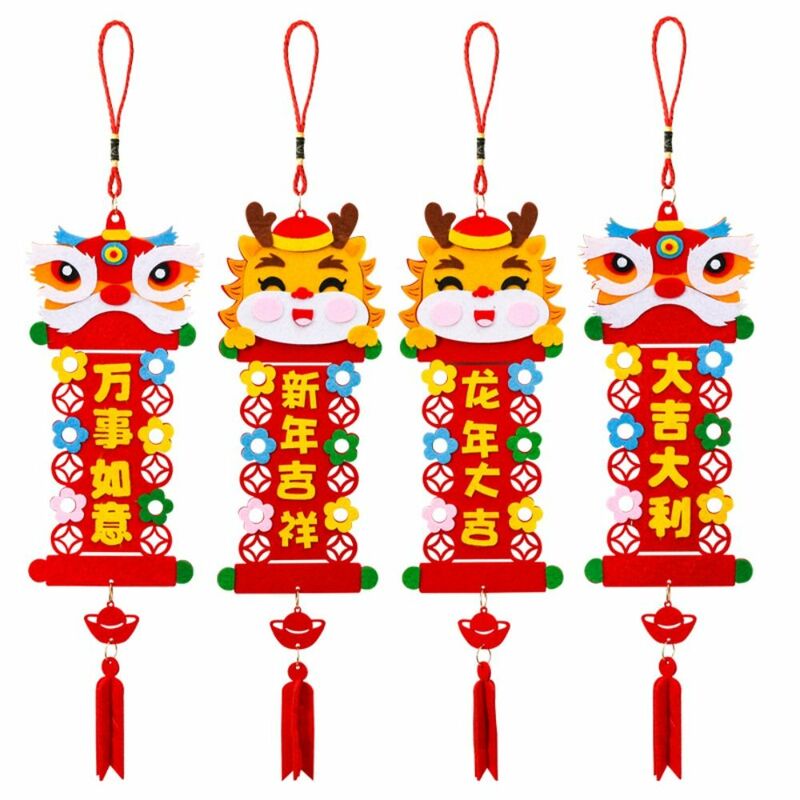 Drakenpatroon Chinese Stijl Decoratie Hanger Lay-Out Rekwisieten Ambachten Lente Festival Decoratie Diy Speelgoed Met Hangend Touw