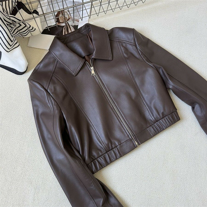 여성용 짧은 오토바이 재킷, 가죽 의류, 한국 스타일 용수철, 가을, 겨울 코트, 여성 상의, 패션 디자인, 2023 신상