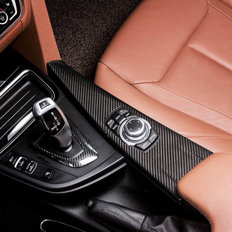 Untuk BMW 3 4 Seri F30 F31 F32 F36 3GT 320i Serat Karbon Konsol Pusat Mobil Panel Persneling Penutup Stiker Dekorasi Interior