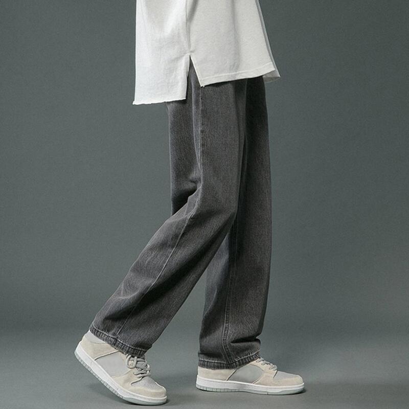 Pantalones vaqueros informales de pierna ancha para hombre, Jeans lavados de estilo Hip Hop con bolsillos, clásicos y rectos para primavera