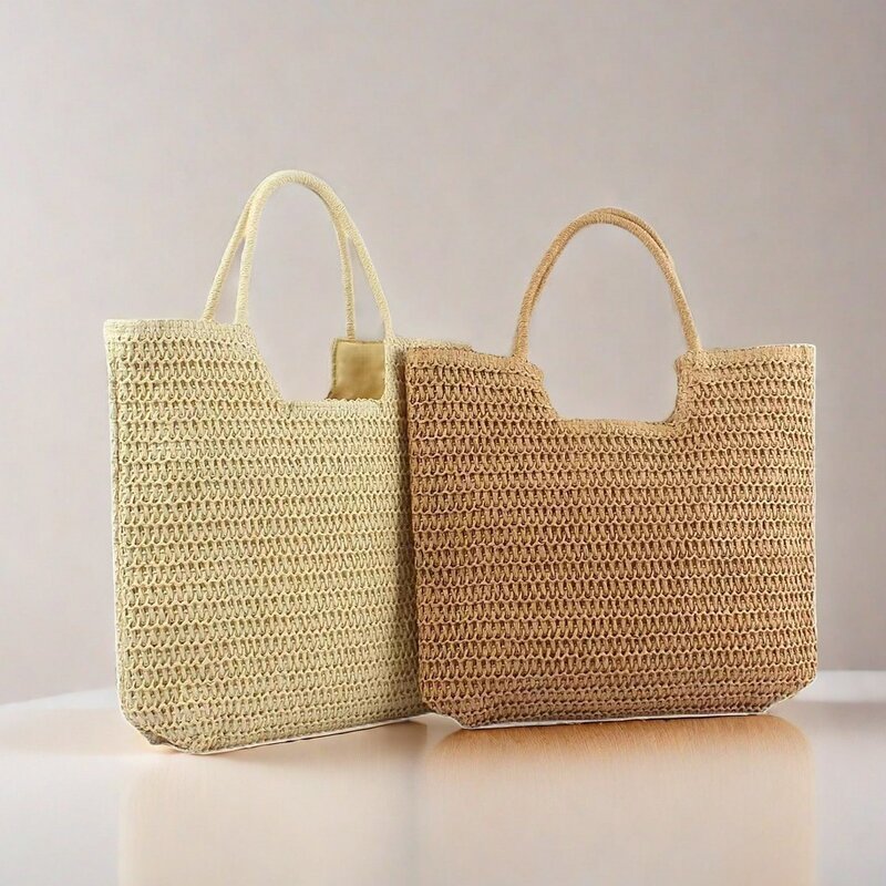 Плетеная трава, женская сумка большой вместимости, сумка-тоут через плечо, модная и популярная пляжная сумка, дизайнерская сумка