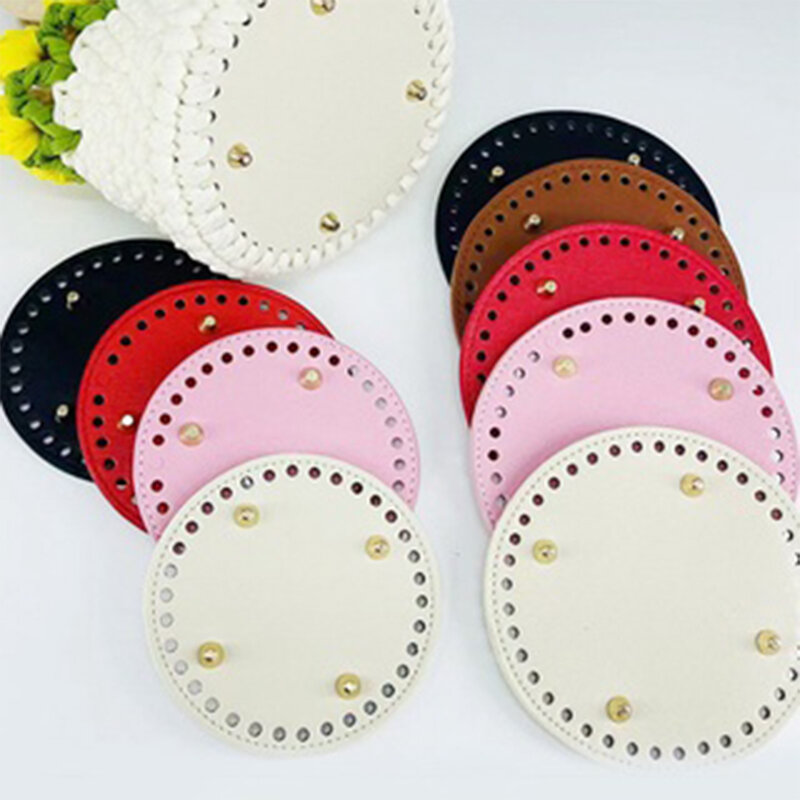 12cm Leather Bag Bottoms Round PU Leather Bottom For Knitted Bag DIY Handmade Crochet Bottom For Bag Part Accessories