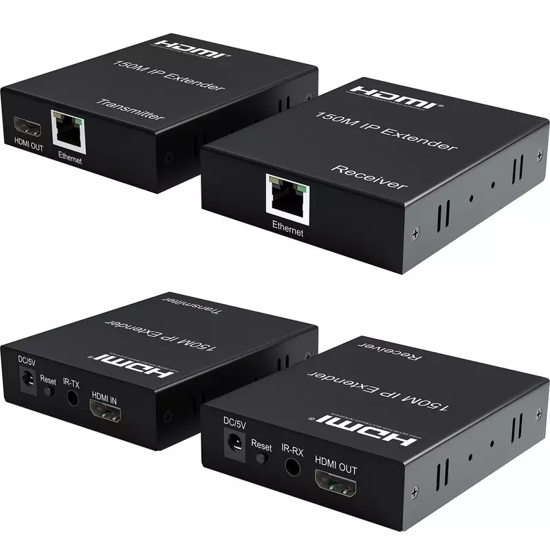 Ethernet Video Transmissor e Receptor, Extensor HDMI sobre RJ45, Cat5e, Cabo Cat6, 150m, 1080P, Divisor Por Interruptor de Rede