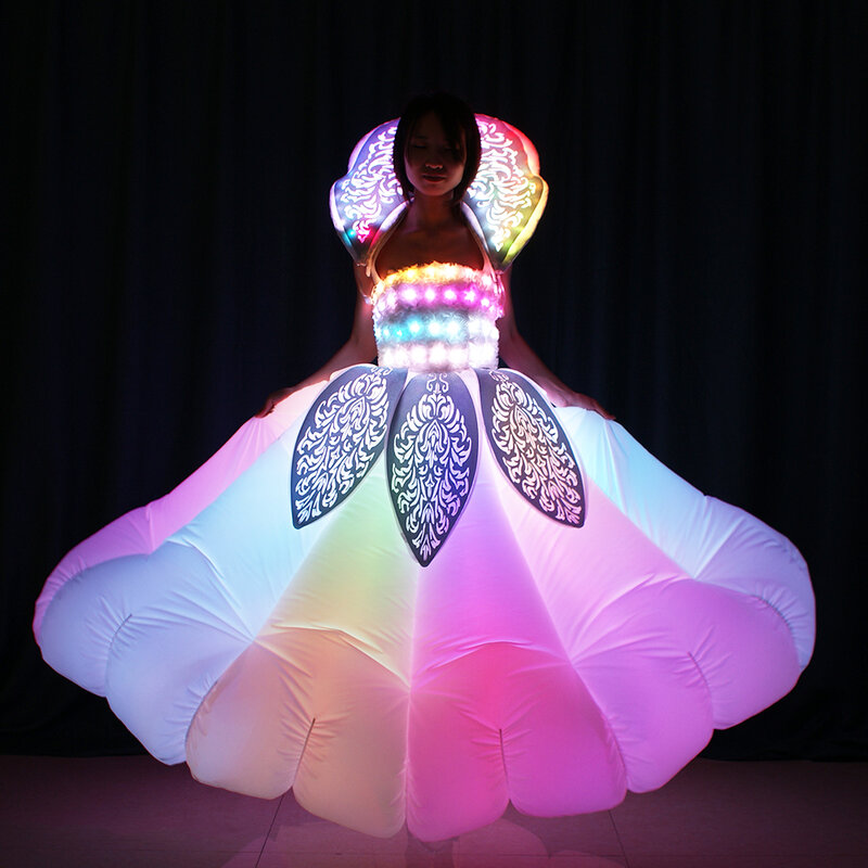 Disfraz de baile inflable con luz LED, Ropa de baile exótica, ropa de Pole, lencería Sexy, trajes de Stripper