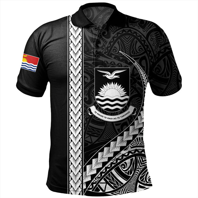 Camisa Polo havaiana dos homens, 3D Print, Tribal Plumeria, Botão Camisa Polo, Tampos de Rua, Camisetas de Manga Curta