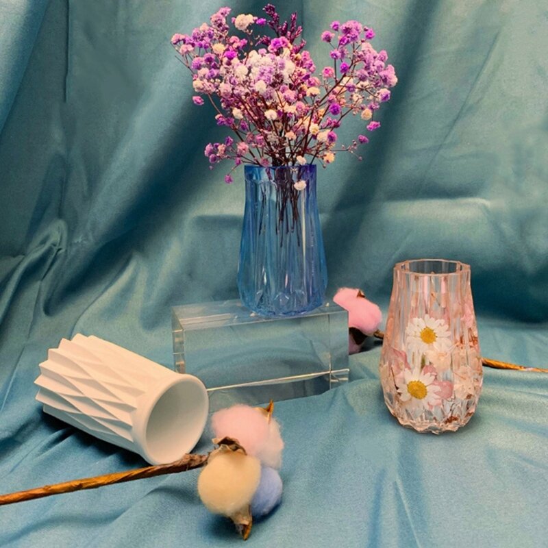 Moule en silicone géométrique pour pot de fleurs, moule en résine, moules de vase miroir bricolage, décorations pour la maison, moule à bijoux, béton ci-après, chandelier