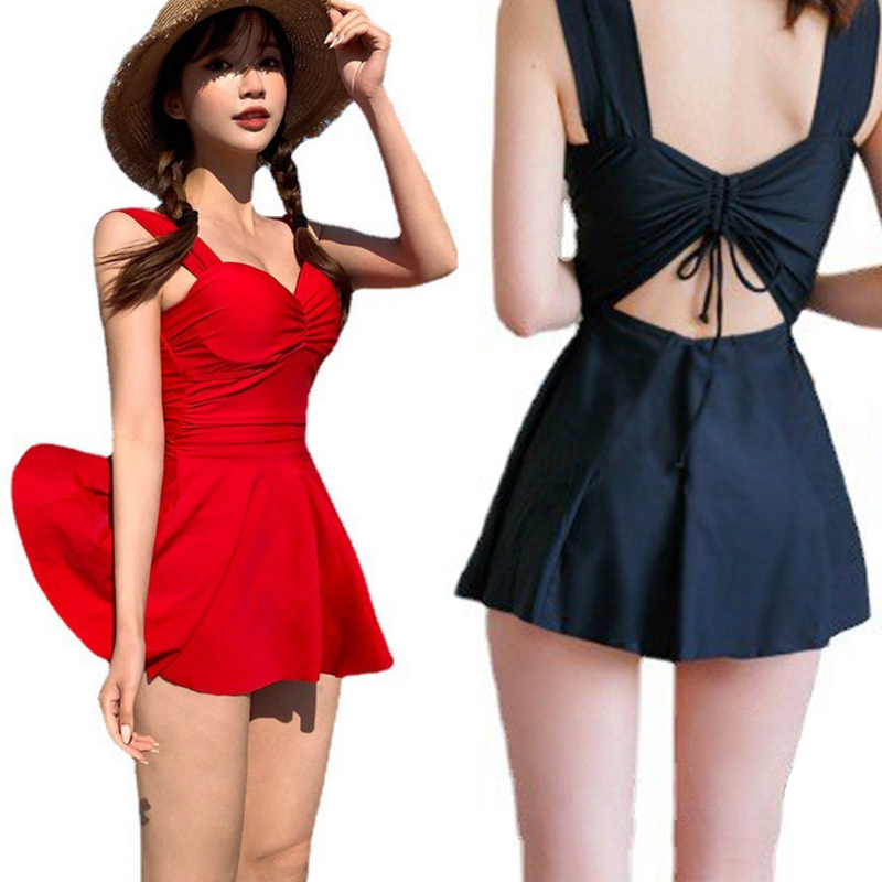 New Size Chest Gather Swimsuit Fashionable Sexy Underwire Conservative Split Skirt Boxer Swimsuit Swimsuit