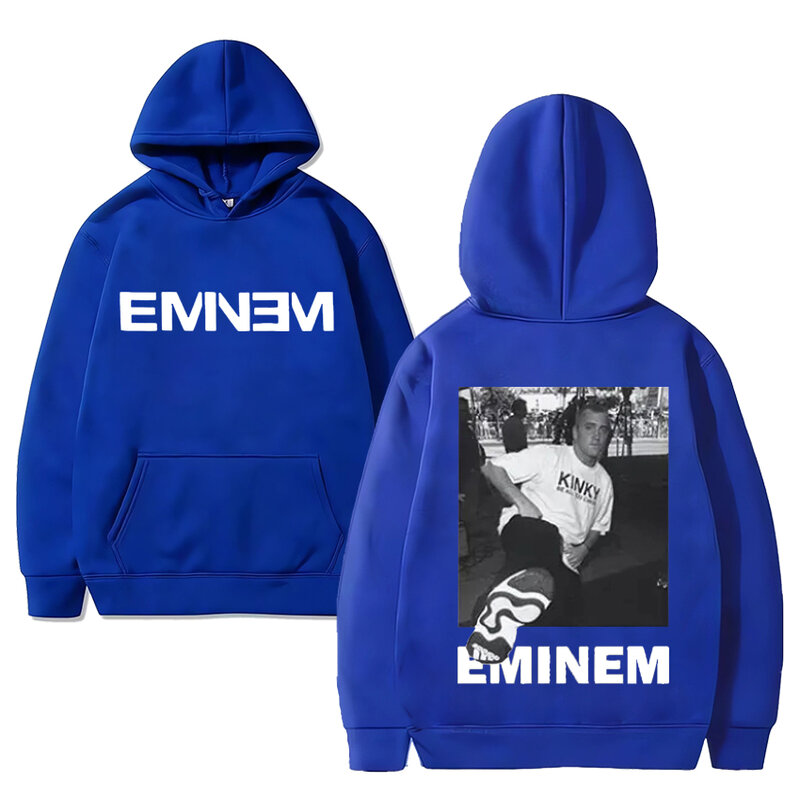 Rapero Eminem-Sudadera con capucha de gran tamaño para hombre y mujer, sudaderas de lana de manga larga, jerséis vintage casuales, Unisex, Hip Hop, negro, moda