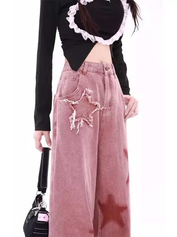 Pantalones vaqueros holgados de pierna ancha para mujer, estilo Vibe Retro americano, diseño de calle pequeña, marca de moda, Primavera/Verano