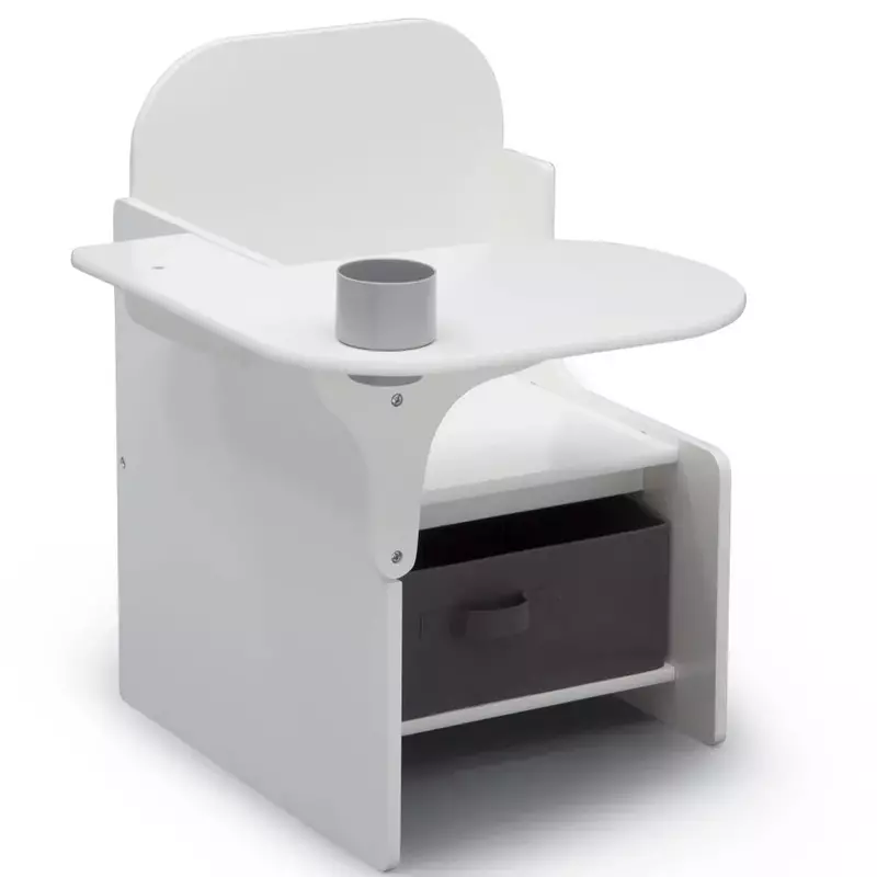 Escritorio de silla clásica con cubo de almacenamiento, blanco
