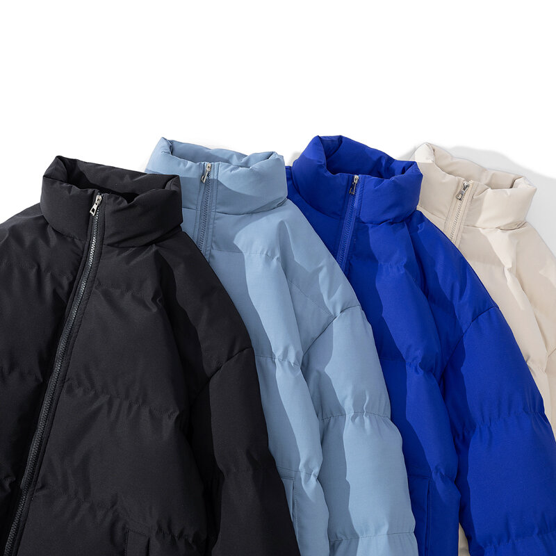 2023 nowy gruby na świeże powietrze ciepłe męskie zimowe jednokolorowe kurtki z kapturem Parka znosić Casual Fashion wiatrówka bluzki z suwakami płaszcz