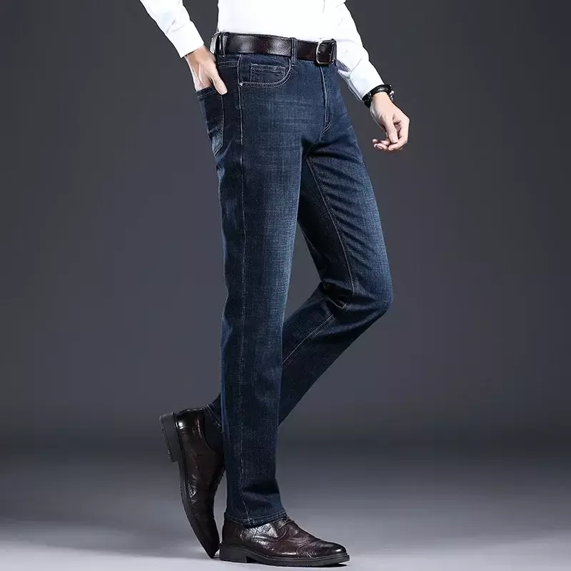2024 Nieuwe Mode Winter En Herfst Heren Katoen Lange Broek Hoge Kwaliteit Mannelijke Patchwork Jeans