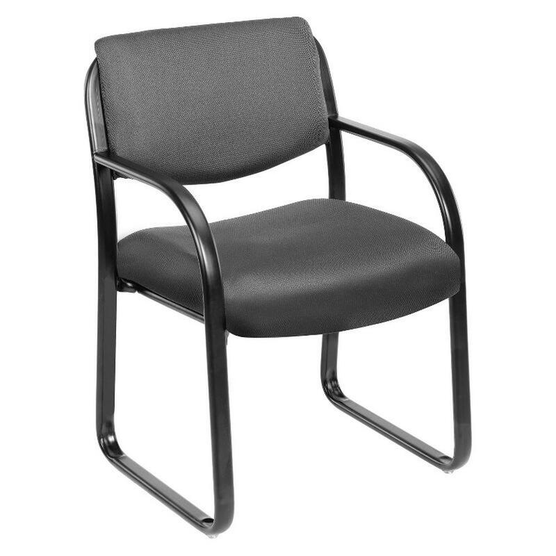 Comfortable Black Guest Chair Upholstered Steel Frame Sled Base Strong Arm Chairügen 275lbs Weight Capacity