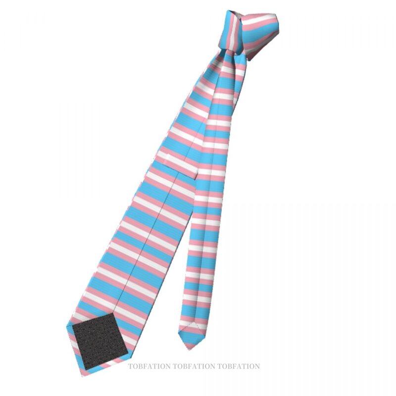 Transgender Pride Flag klasyczny męski drukowany poliester 8cm szerokość krawat na imprezę Cosplay akcesoria