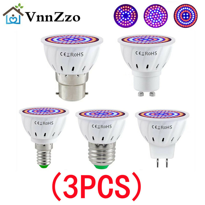 3PCS LED Grow Full Spectrum Bulb E27 E14 GU10 MR16 220V Greenhouse Hydroponic Lamp Grow Light For Indoor Plant Phyto FlowerLamp