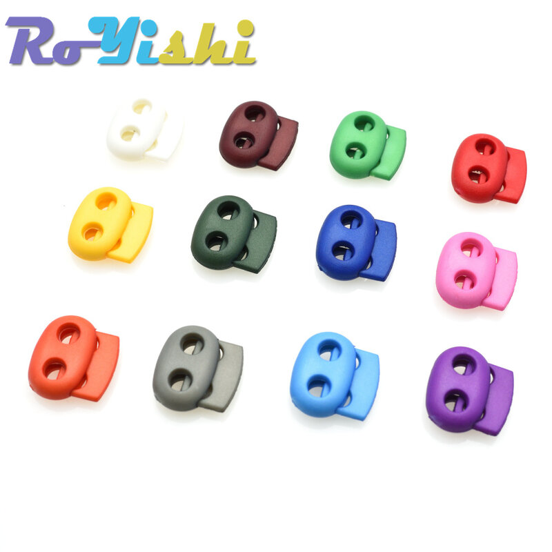 12 stks/pak Gemengde Kleurrijke 5mm Gat Plastic Stopper Cord Lock Bean Toggle Clip Apparel Schoenveter Sportkleding Accessorie