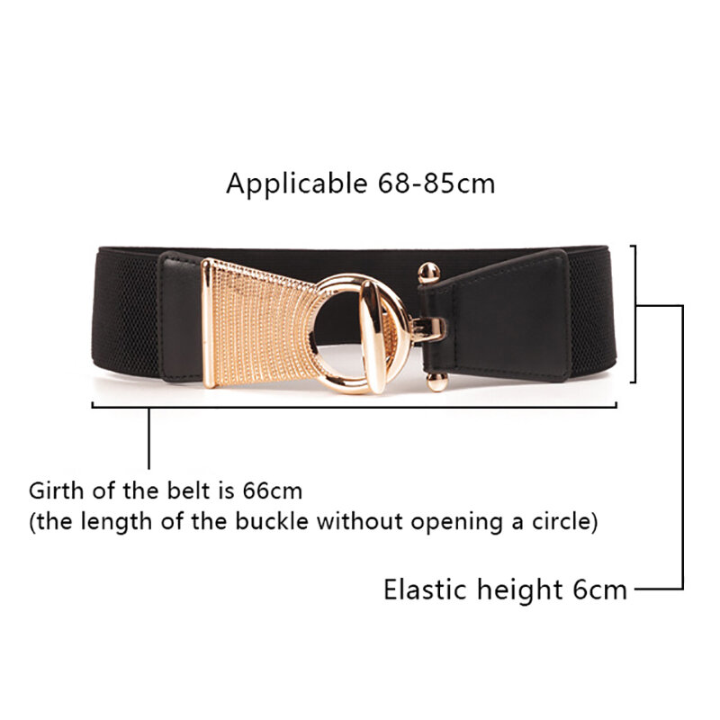 Cinturilla elástica con hebilla decorativa para mujer, anchos cinturones elásticos, cinturón para vestidos, suéter, 1 unidad