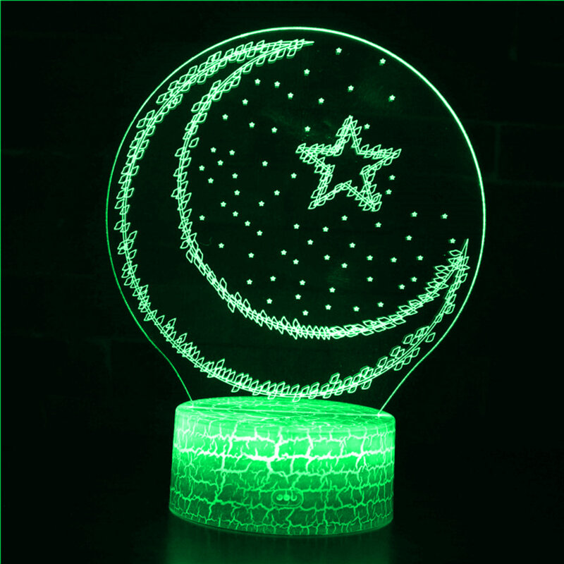 LED Moon and Star Night Light, Lâmpada 3D Ilusão, 7 Cores Mudando, Decoração para Casa, Presente para Crianças, Família e Amigos