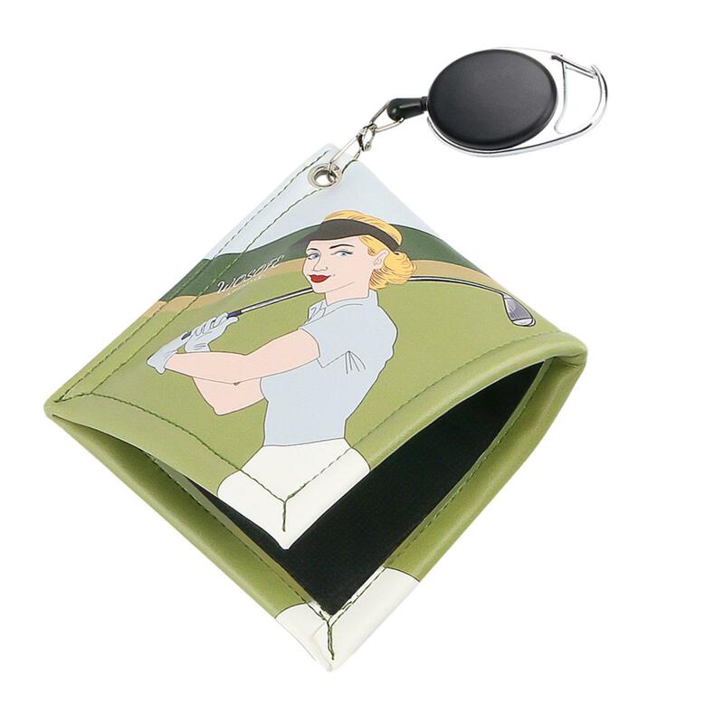 منظف رأس نادي كرة الغولف مع مشبك سلسلة المفاتيح قابل للسحب للرجال والنساء ، منظف جيب منشفة ، 12x12cm