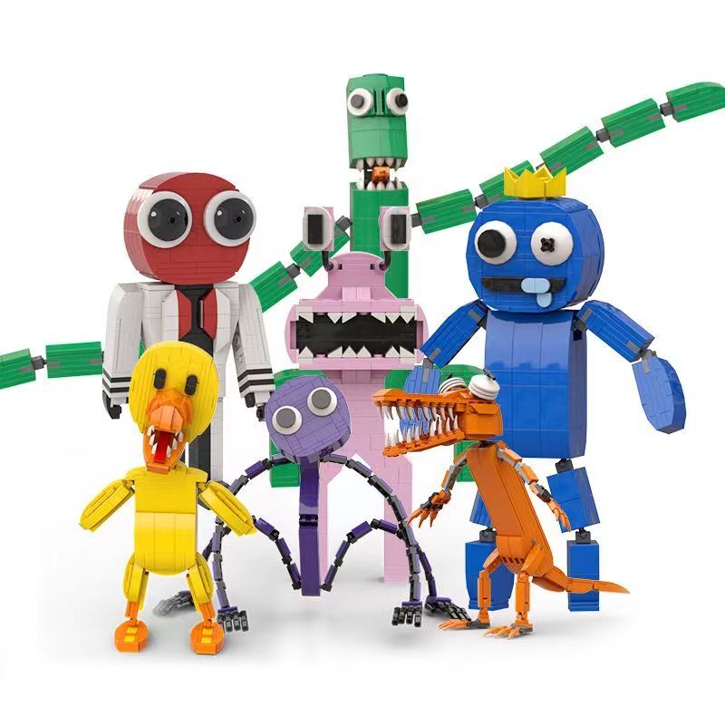モンスタービルディングブロックセット,11個,レインボーブロック,ブルーグリーンカラー,DIYアニメモデル,おもちゃ