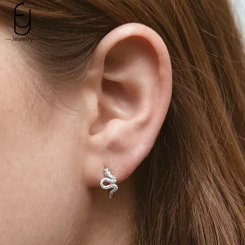 925 Sterling Silver Needle Vintage Snake Earrings Women Gold Round Ear Clips Punk Style Fashion Hoop Earrings Women Jewelry