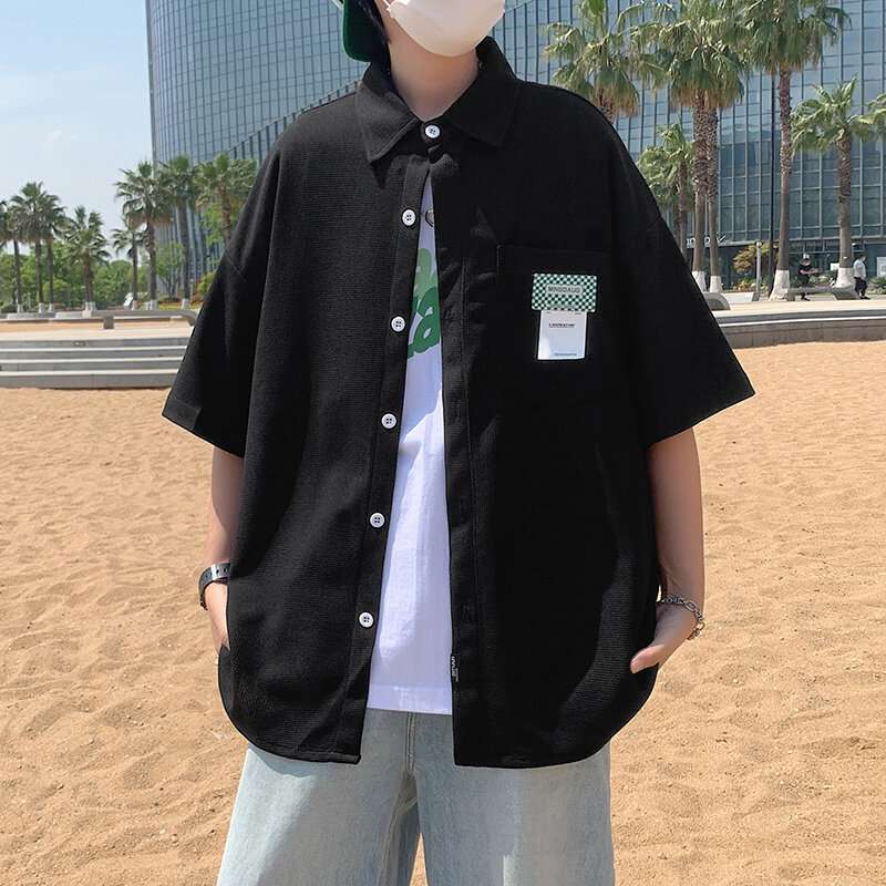 Camisa de manga corta informal para hombre, prenda veraniega de estilo fino, versátil, suelta, de fábrica, 2022