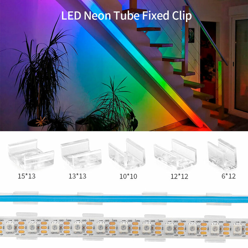 RGB LEDストリップ用クリップブラケット,フレキシブルネオンストリップ,固定アクセサリホルダー,12v,2835, 5050 cob,ws2812b