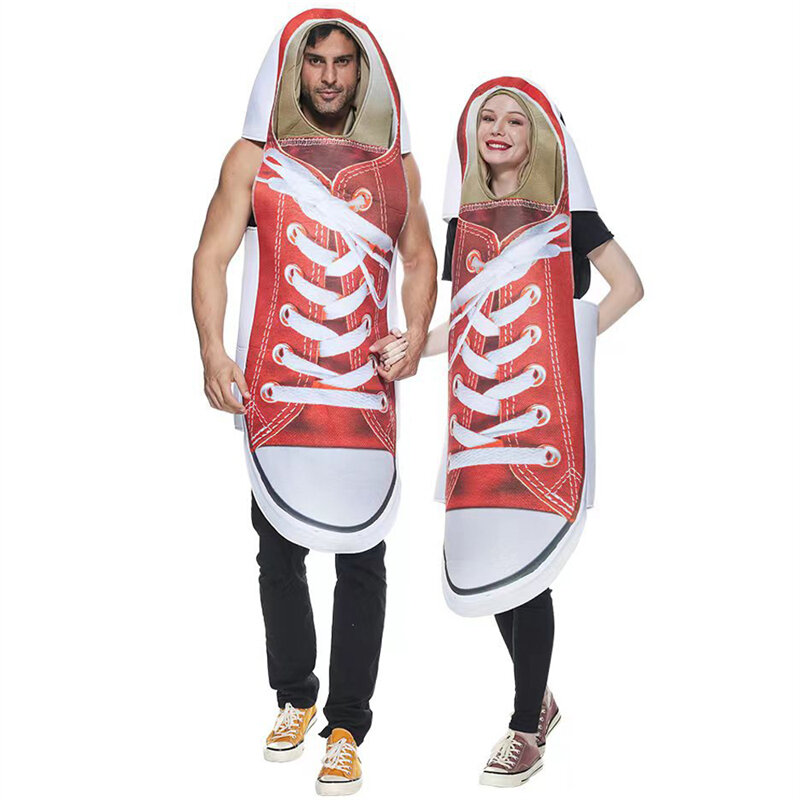 Hot Sale Couple Cartoon Canvas Shoes Cosplay Clothes Suit Fun Party Performance Clothes Conjoined Pullover Performance Clothes
