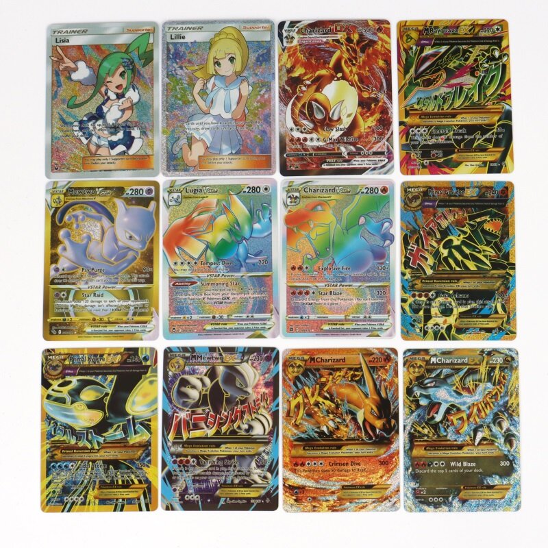 Cartes Pokémon holographiques anglaises, lettre EX Vstar Vmax GX avec arc-en-ciel Arc192., Charizard brillant, Mewtwo Evolution, nouveau, 2023