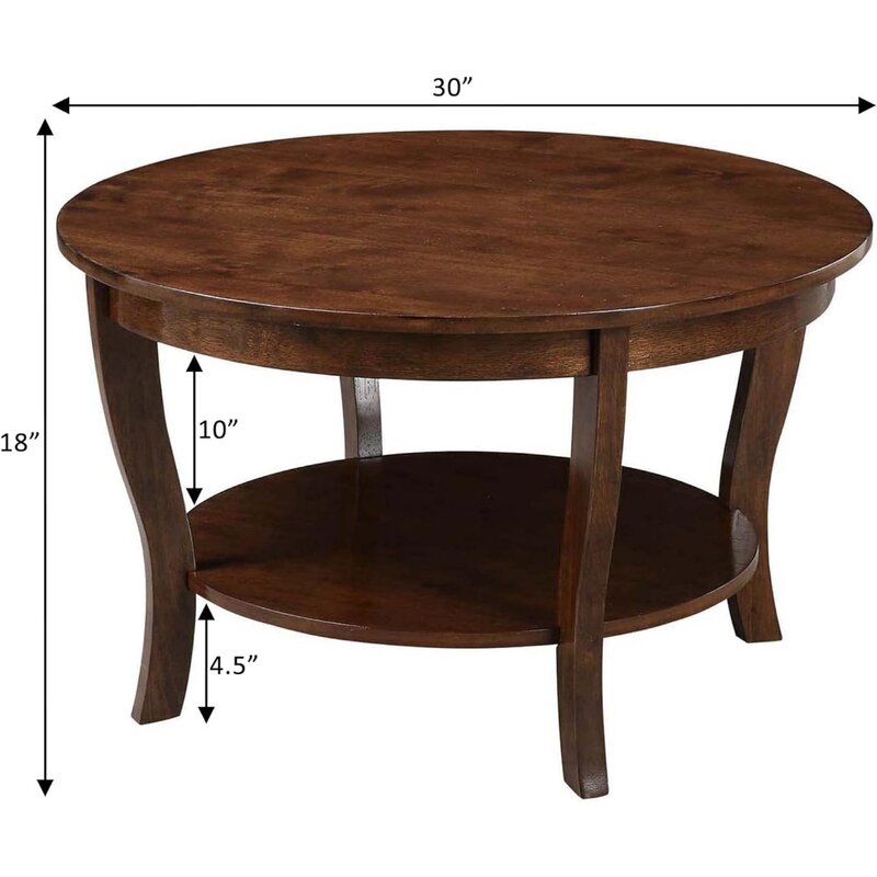 Mesa de centro redonda americana tradicional, mesa de centro