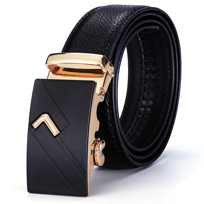 High Quality New 3.5cm Wide Men Belt Luxury Brand Design Alloy Automatic Buckle Waist Seal Genuine Leather Business Travel Belt