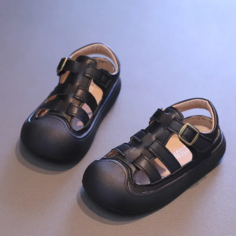 Sandália de patchwork infantil, fundo grosso macio, estilo tecido casual, sandália de praia infantil, antipontapé, nova moda, verão